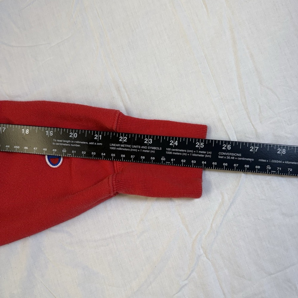 Vintage 90S Champion Cotton Weave Hoodie Men's Or women's Embroidered Y2K Red - Picture 11 of 16